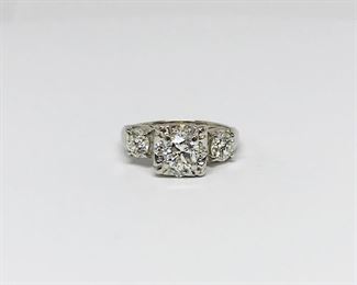 14k White Gold Vintage Diamond Engagement Ring