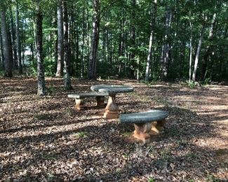 Cement table with two benches