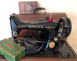 Singer sewing machine with box and parts