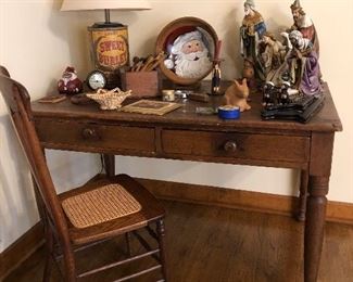 Antique Pine 2 drawer table/desk
