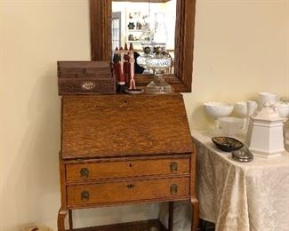 Anatique tiger oak slant front desk