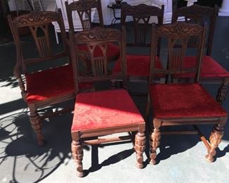 1920 set of 6 oak chairs dining