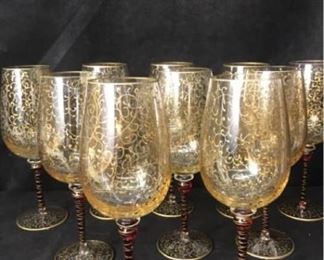 330gTen Handpainted Wine Glasses