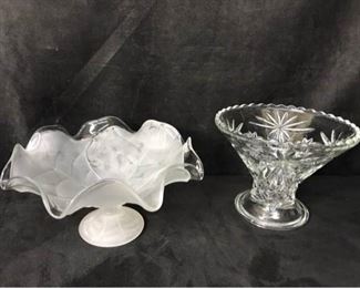 349gPair Glass Footed Centerpiece Bowls