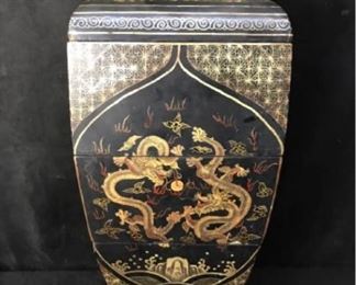 356gOld Chinese Lacquer Tiered Urn