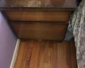 two mid-century modern end tables