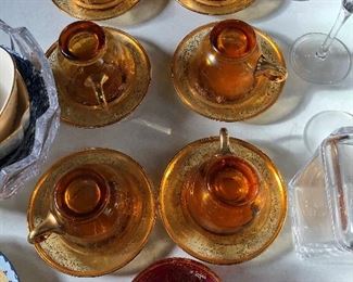 MORANO GLASS - CUPS AND SAUCERS