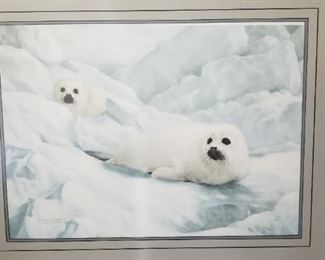 Signed and Framed "Peace on Ice-Harp Seals" by Charles Frace 373/5721