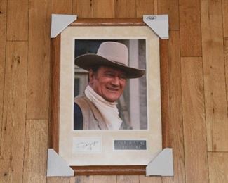 John Wayne signature with 11x14 cowboy photo with authenticity.
