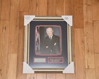 Dwight Eisenhower signature and presidential photo with authenticity.