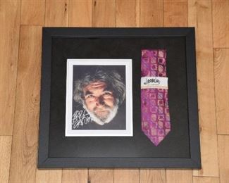 Jerry Garcia signed photo with Garcia designer tie in custom case with authenticity.
