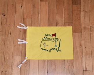 Phil Mickelson signed authentic masters pin flag with authenticity.