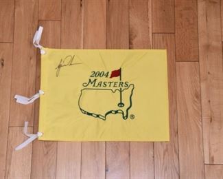 Tiger Woods signed authentic Masters pin flag with authenticity.