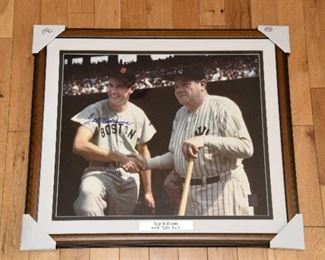RARE Ted Williams signed 16x20 photo with Babe Ruth with authenticity.