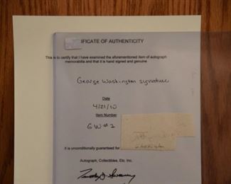 RARE George Washington signature with authenticity.