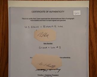 RARE U.S. Grant and Robert E. Lee signatures with authenticity.
