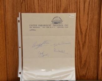The Beatles at the United Paramount Theatres, site of their December 20th, 1964 benefit concert signed letter head by Paul McCartney, John Lennon, George Harrison, and Ringo Starr with authenticity.