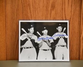 RARE Joe DiMaggio, Mickey Mantle, and Ted Williams signed vintage photo with authenticity. 