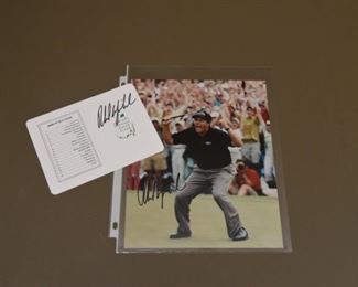 Phil Mickelson, Wins The Masters, autographed photo and score card with authenticity.