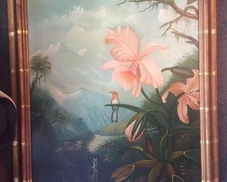 2nd hummingbird with orchids (framed)