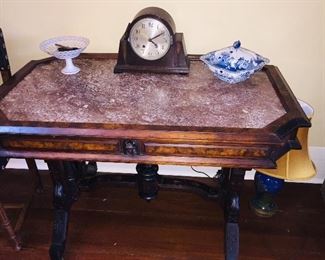 chocolate marble parlor table