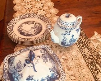 pretty and old china but notice the hand tatted lace along with two pieces of "Forbidden Stitch ware"