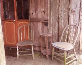 primitive tables and chairs