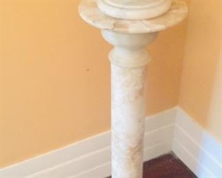 Antique solid marble urn and stand