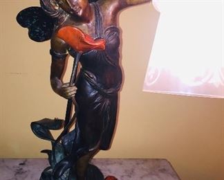 French painted bronze Art Nouveau period fairy lamp--the nicest early lamp I have ever seen