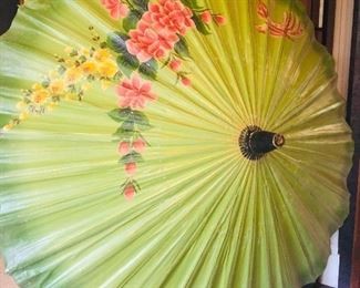 large antique handpainted Japanese handpainted parasol