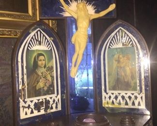 we have several early religious statues, plaques, and wall hanging