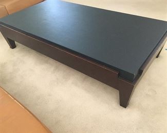 Roche Bobois Contemporary leather top coffee table. 