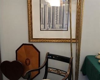 Torchier, Pair Baker Arm Chair, Pair Tip Top Table, Pair Heart Shaped Tip Top Tables