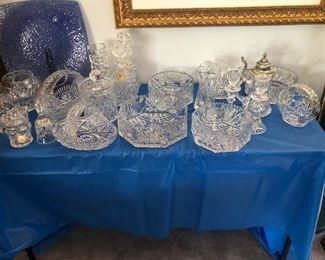 Crystal Tableware - in the back is a Higgins Plate, gold signature