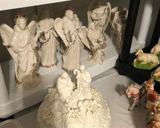 Ceramic Nativity, behind, Lenox Angels