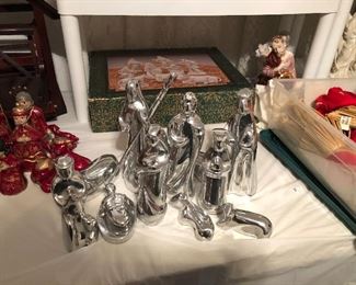 Polished Metal Nativity - Mexican