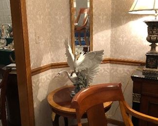 Lladro Swans Taking Flight on Baker Side Table