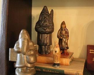 Antique candy molds and small porcelain figurines