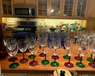 Red and Green HOLIDAY stemware