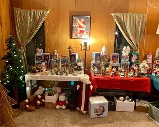 Christmas Room! Filled with holiday items including Dickensville houses and Thomas Kincaid Ornaments