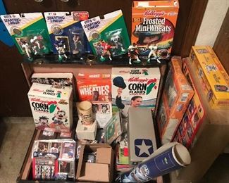 Sports collectibles: cards, posters, boxes of cereal, starting line up figures, etc!!!
