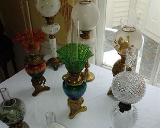 Collection of Antique Oil Lamps