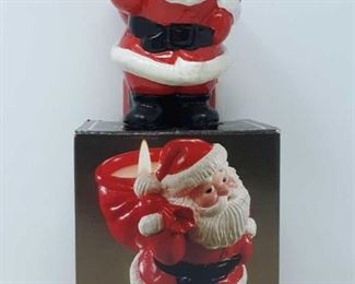 5" HoHo glow ceramic santa candle holder