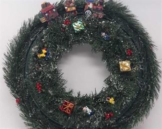 12" Christmas Train Wreath battery operated