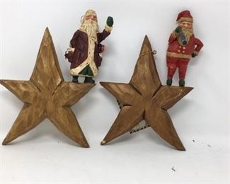 6” Wooden Stars with Santa