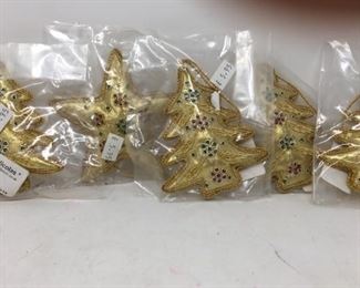 Gold fabric Christmas tree ornaments