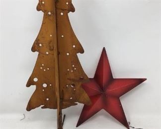 16” cast metal Christmas tree along with 7” five