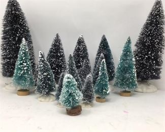 Collection of various sizes bottle brush trees
