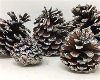 Decorative glitter covered acorns