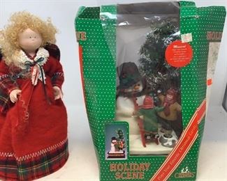 Christmas lady decoration and holiday scene
